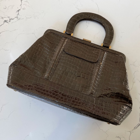 Vintage 1940-50s Alligator Structured Handbag - Picture 1 of 8